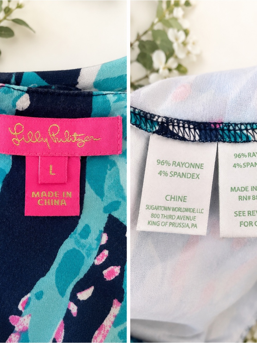 Lilly Pulitzer Mylea Maxi Dress Blue Tropical Print Flutter Sleeve Size L - Picture 3 of 3